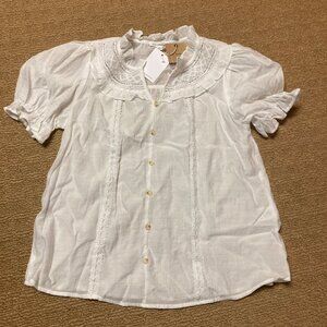 Blu Pepper Blouse Womens Medium Isla Top White Lace Clean Beauty Boho New